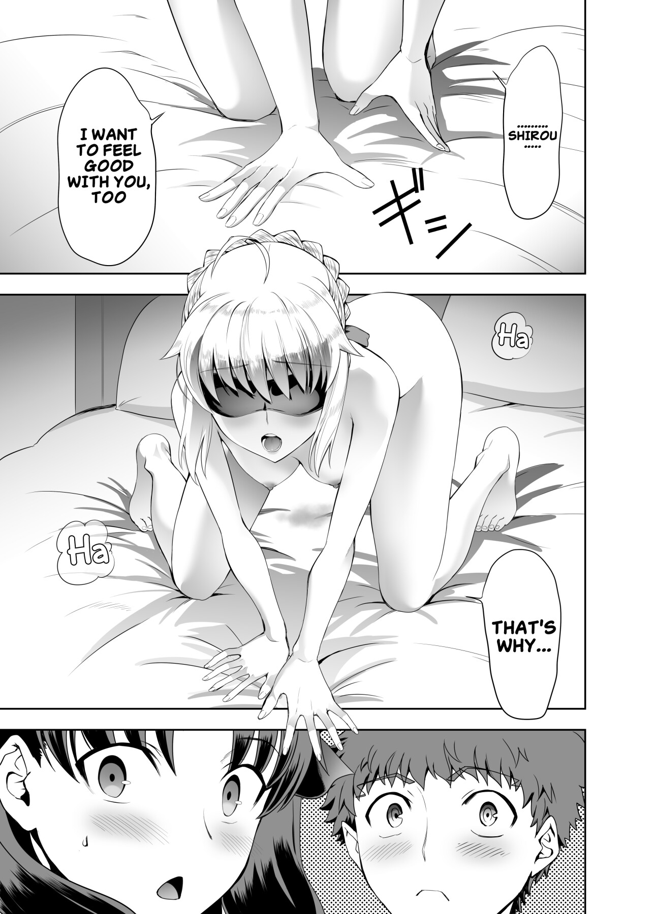 hentai manga Saber Maniacs Since they say that blocking your vision sharpens your other senses, I had Saber try some blindfold play